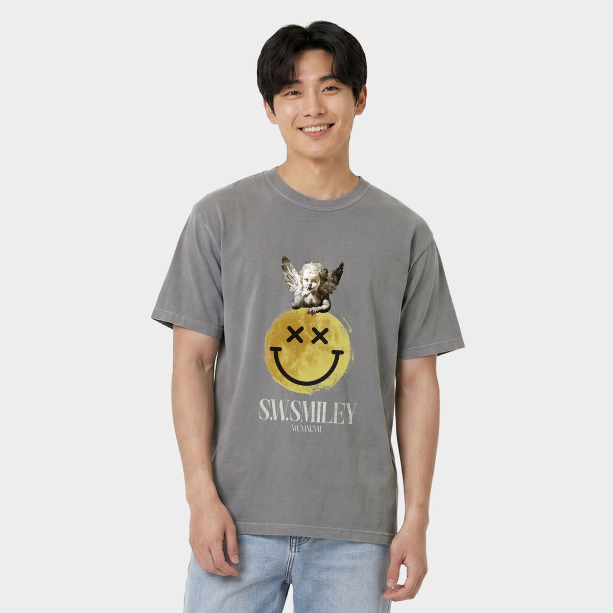 S.W.Smiley Shushing Cherub - Men's Garment Dyed Graphic product image 1