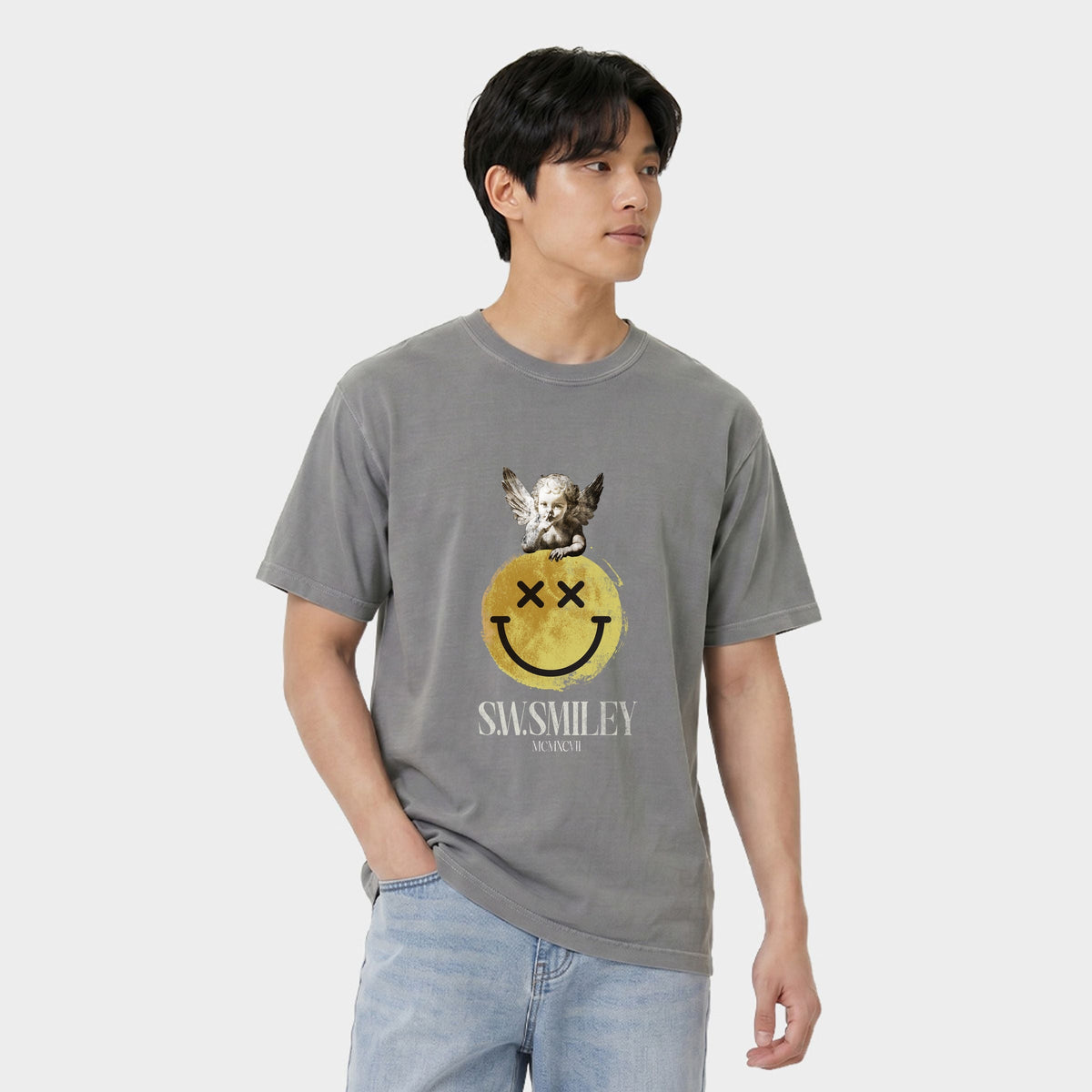 S.W.Smiley Shushing Cherub - Men's Garment Dyed Graphic product image 2