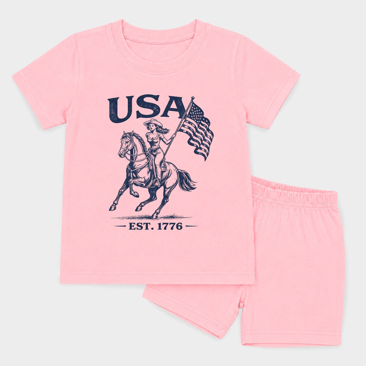 USA Cowgirl Flag - Toddler Crew Shorts Set product image 11