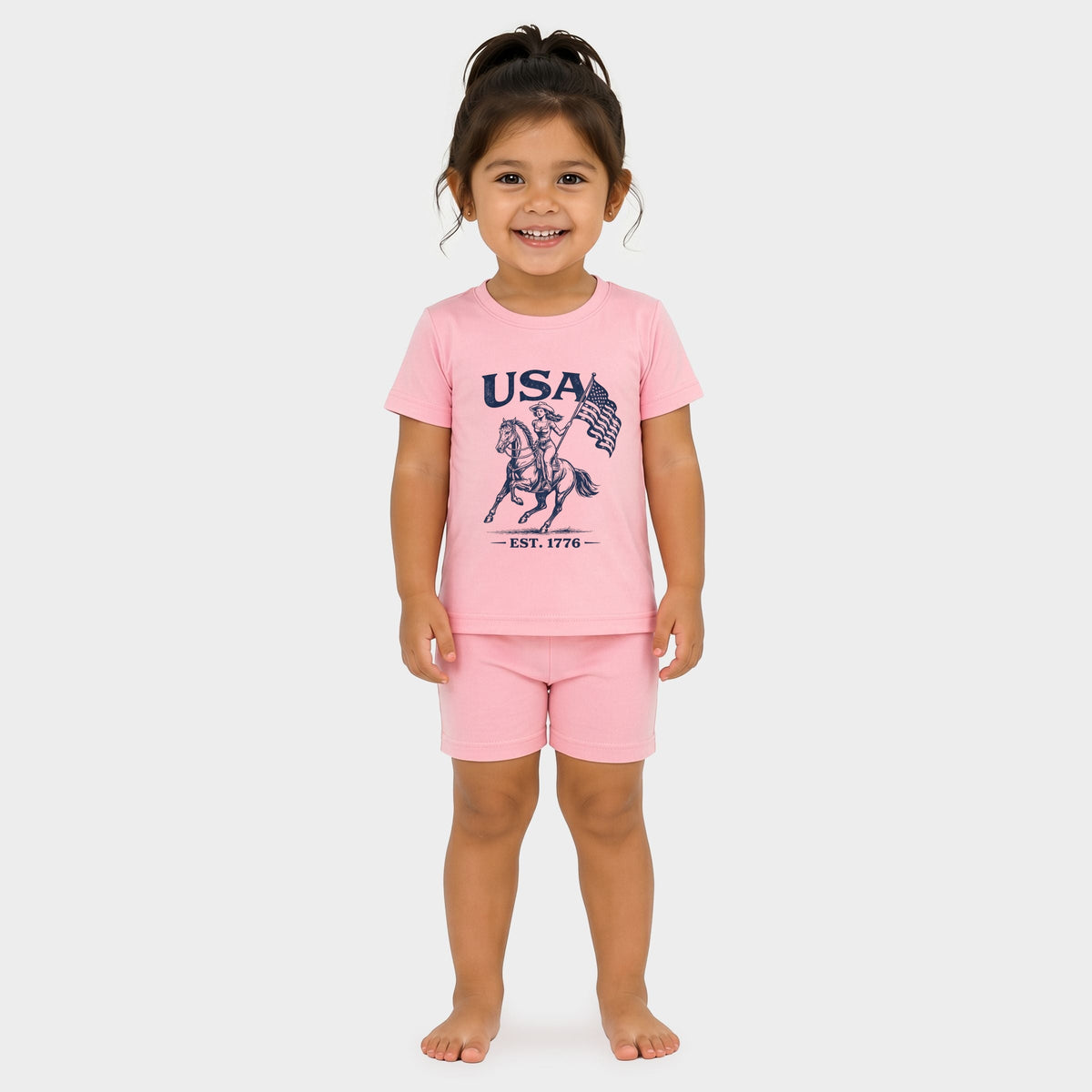 USA Cowgirl Flag - Toddler Crew Shorts Set product image 7