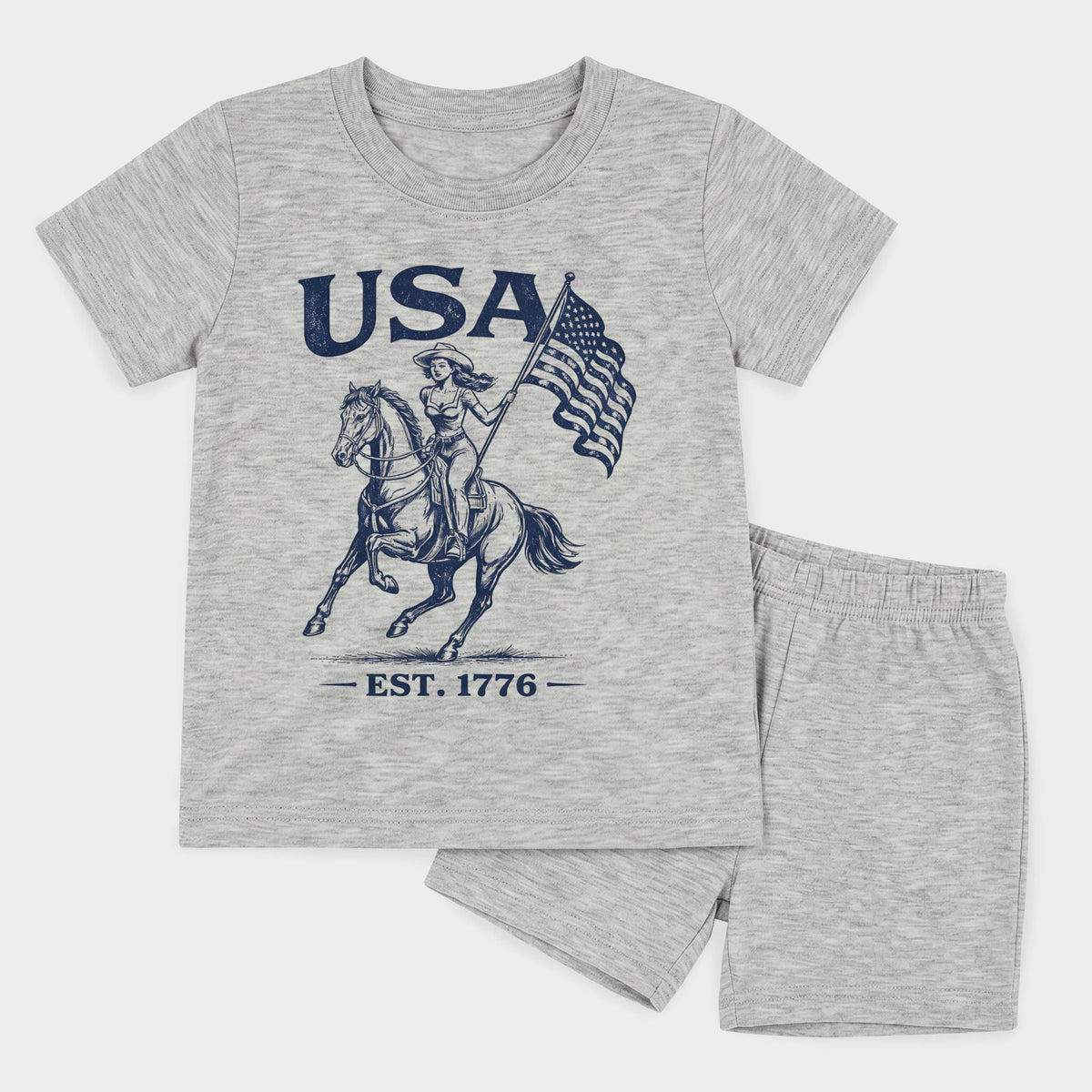 USA Cowgirl Flag - Toddler Crew Shorts Set product image 12
