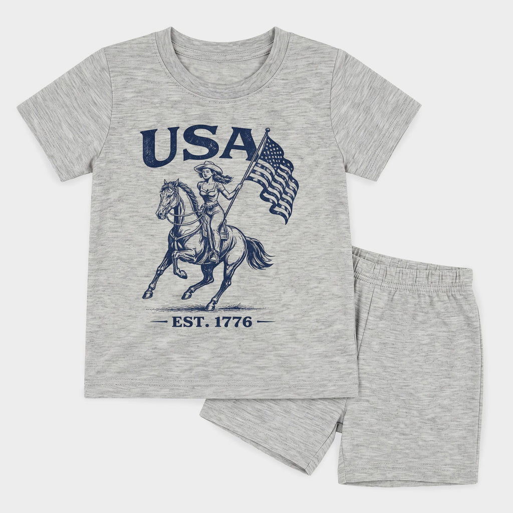 USA Cowgirl Flag - Toddler Crew Shorts Set product image 2
