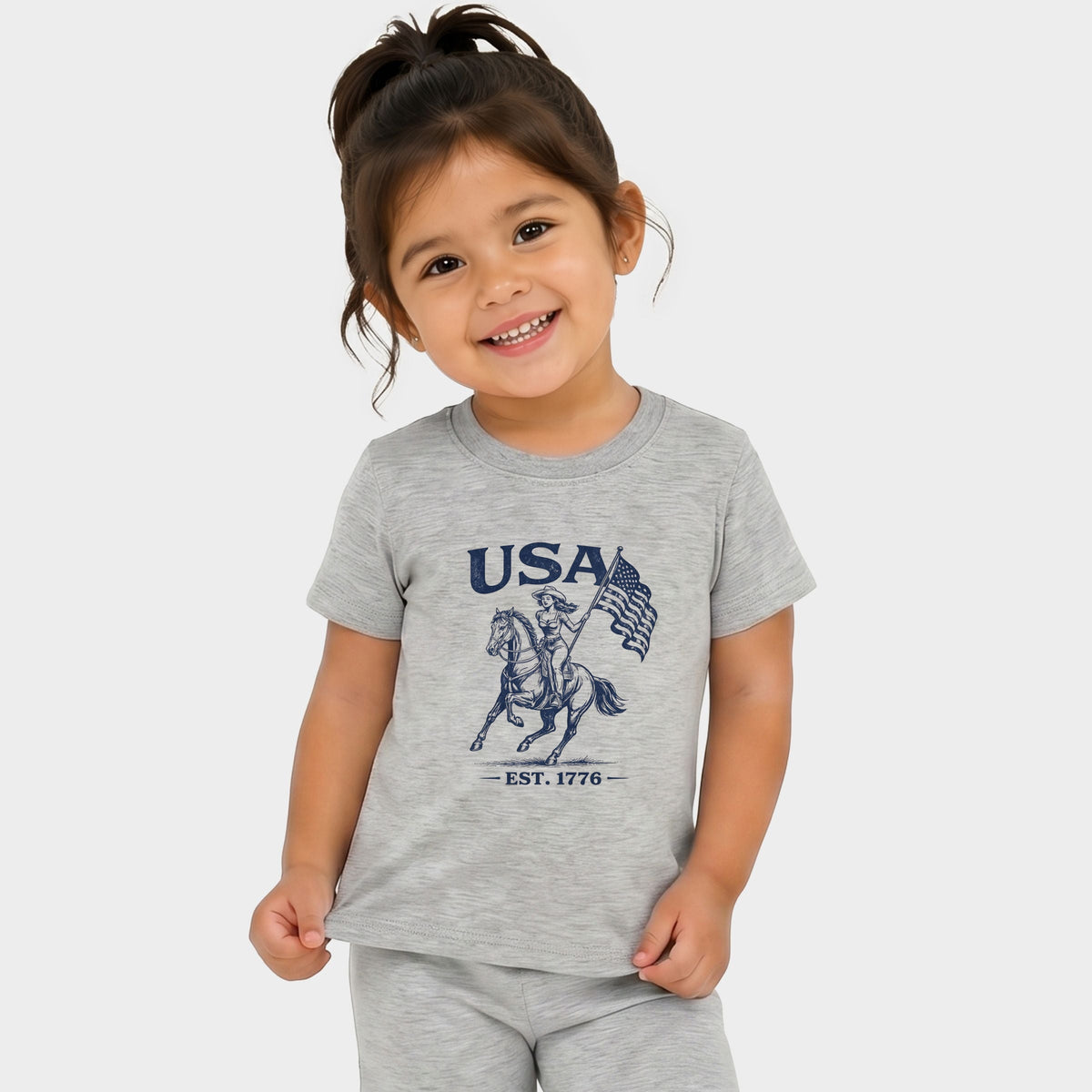USA Cowgirl Flag - Toddler Crew Shorts Set product image 1