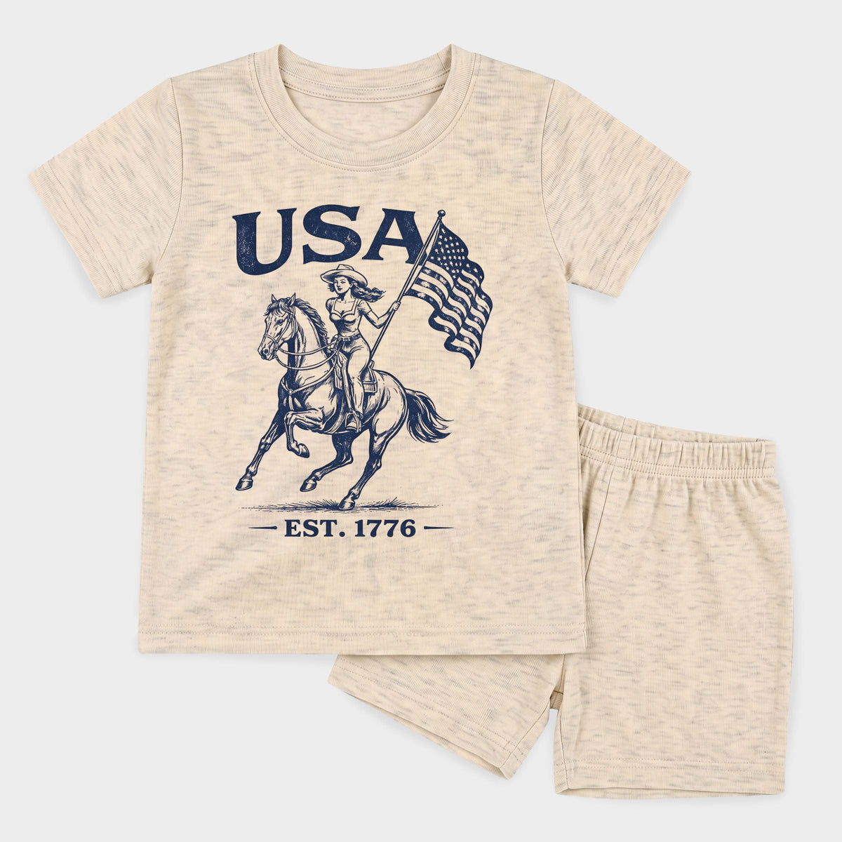 USA Cowgirl Flag - Toddler Crew Shorts Set product image 13