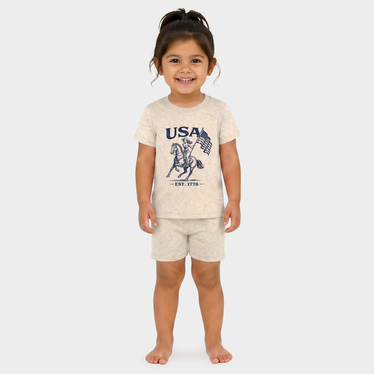 USA Cowgirl Flag - Toddler Crew Shorts Set product image 4