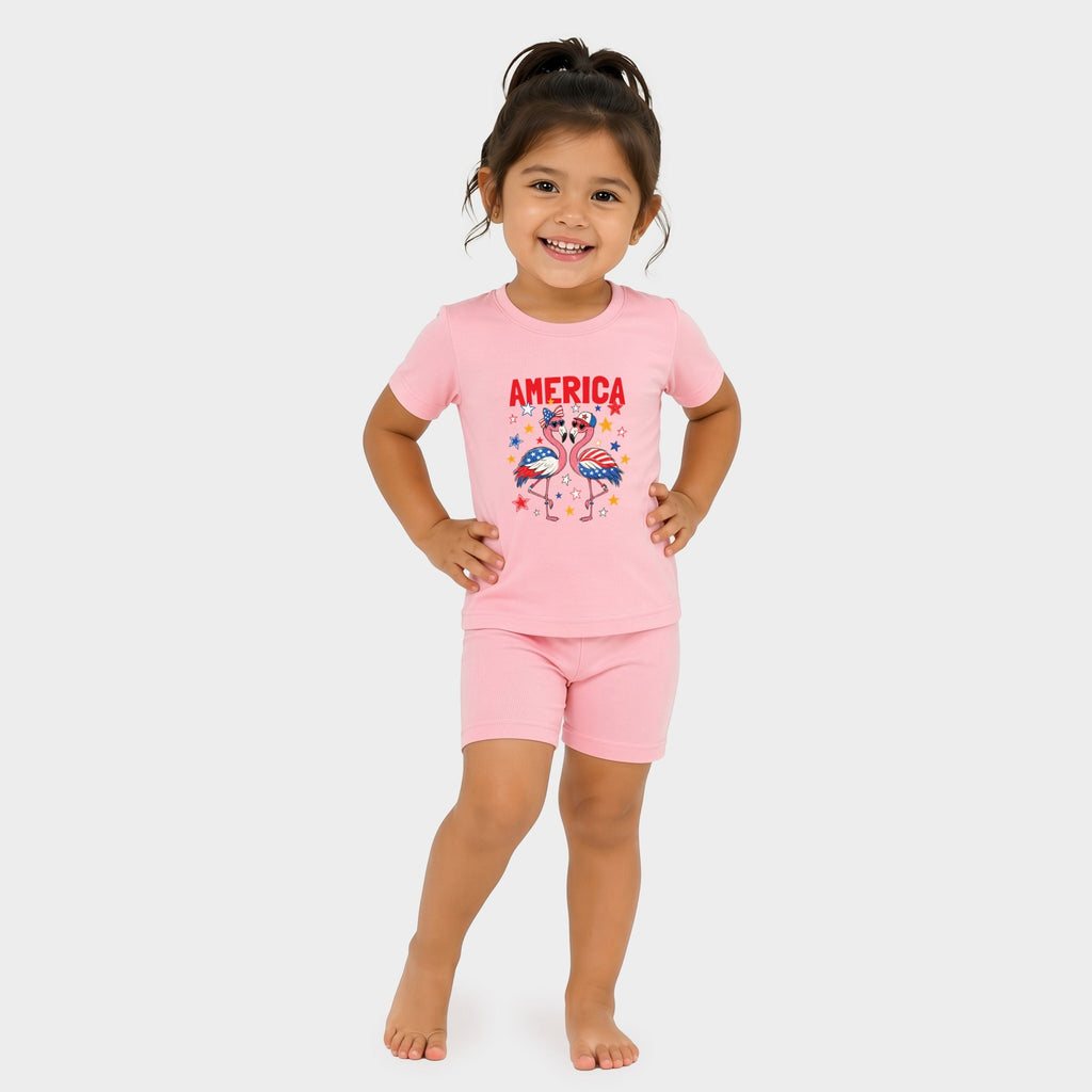 America Flamingos Star - Toddler Crew Shorts Set product image 1