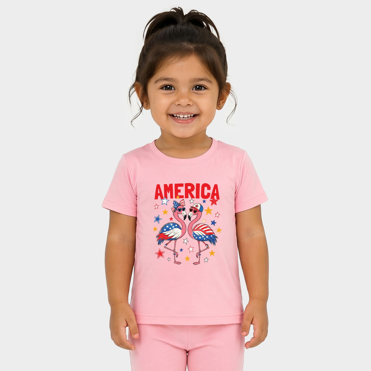 America Flamingos Star - Toddler Crew Shorts Set product image 2