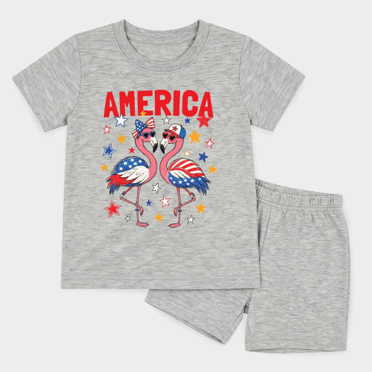 America Flamingos Star - Toddler Crew Shorts Set product image 12