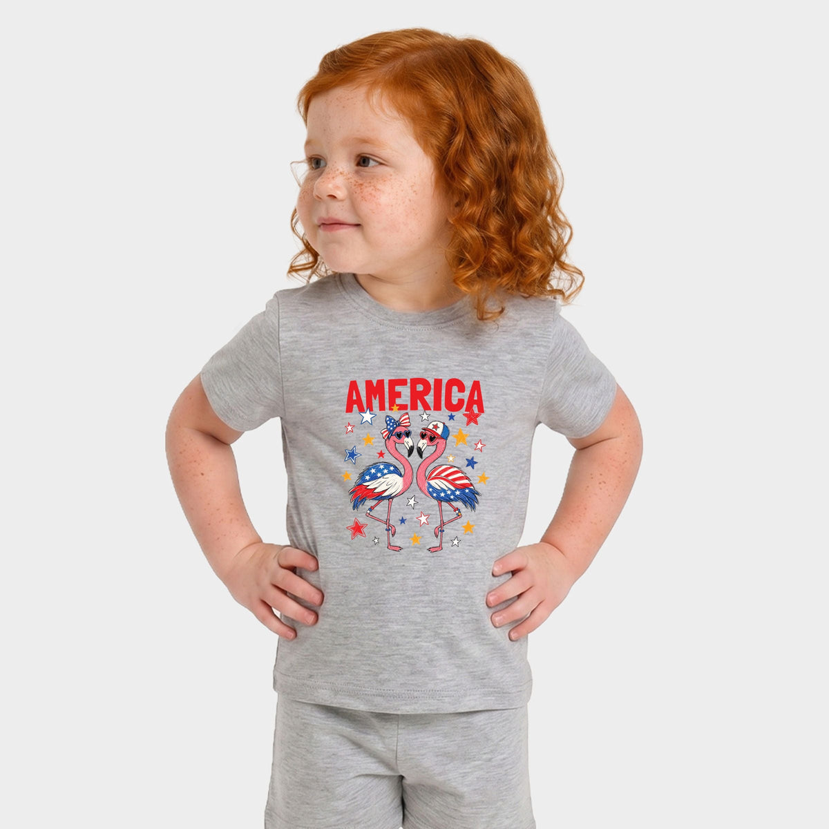 America Flamingos Star - Toddler Crew Shorts Set product image 4