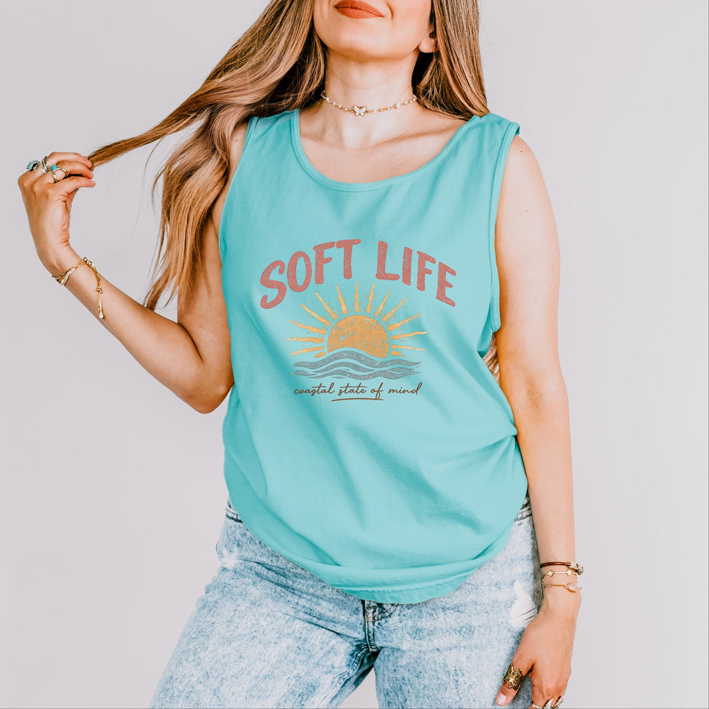 Soft Life - Women's Garment Dyed Graphic Tank Top
