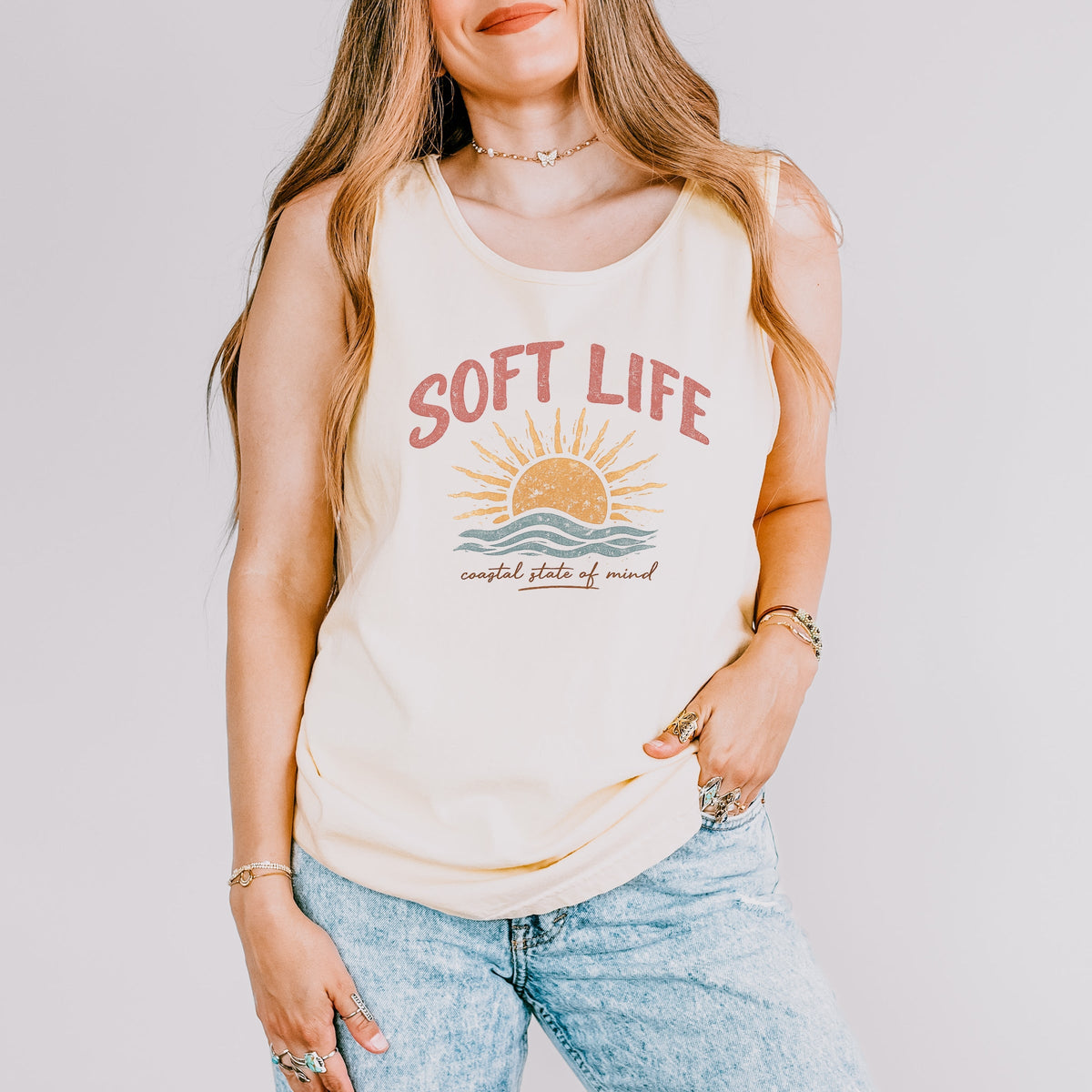 Soft Life - Women's Garment Dyed Graphic Tank Top
