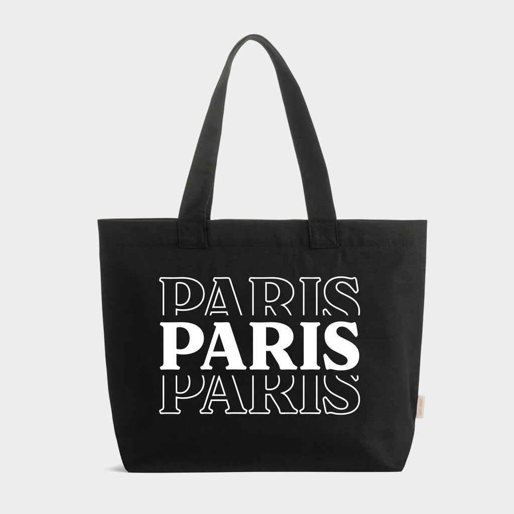 Paris Stacked - Zippered Canvas Tote
