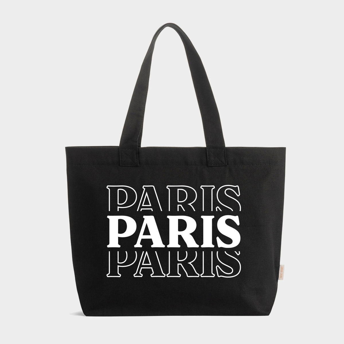 Paris Stacked - Zippered Canvas Tote