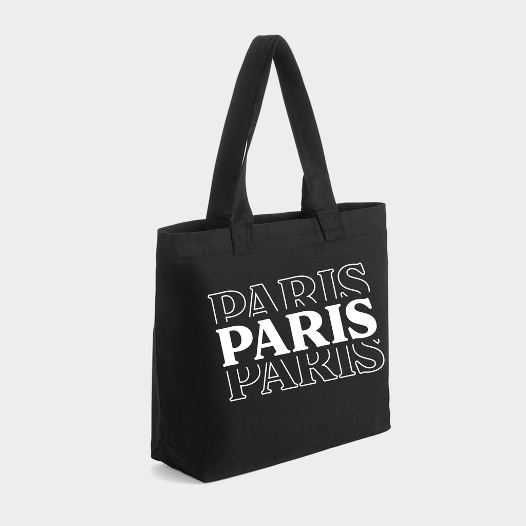 Paris Stacked - Zippered Canvas Tote