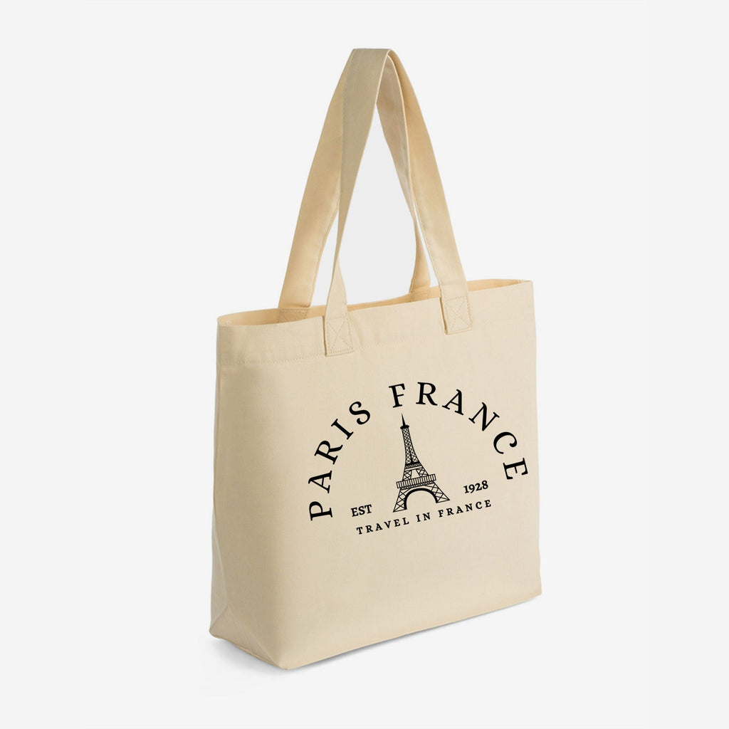 Paris France - Zippered Canvas Tote