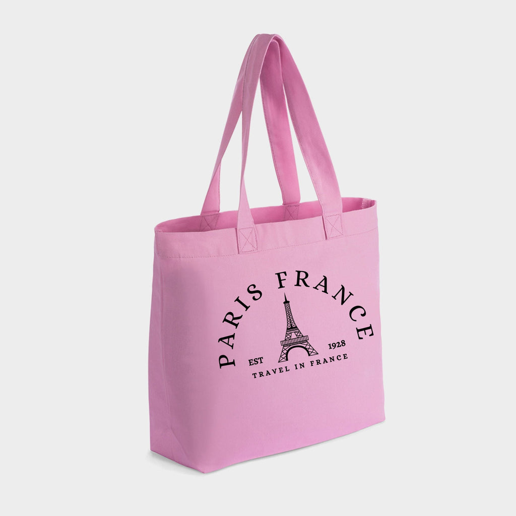 Paris France - Zippered Canvas Tote