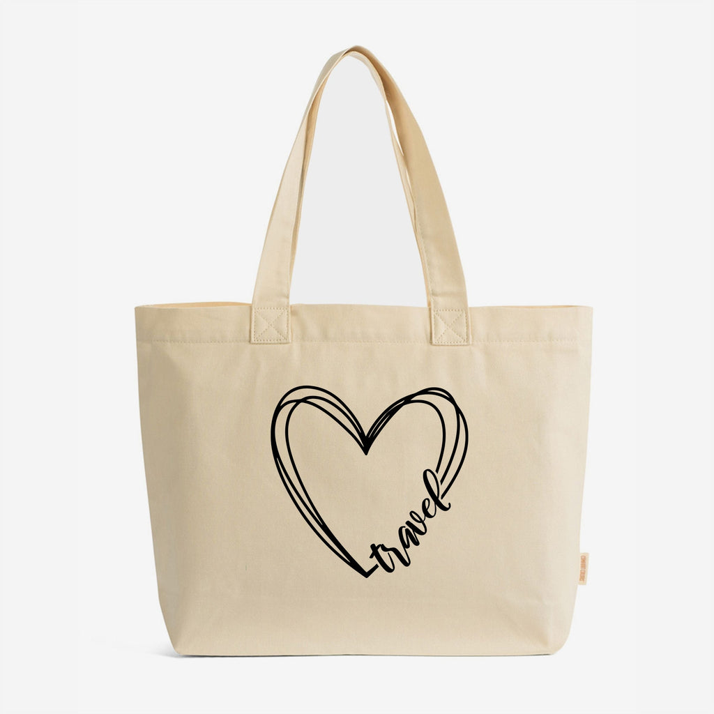 Travel Heart - Zippered Canvas Tote