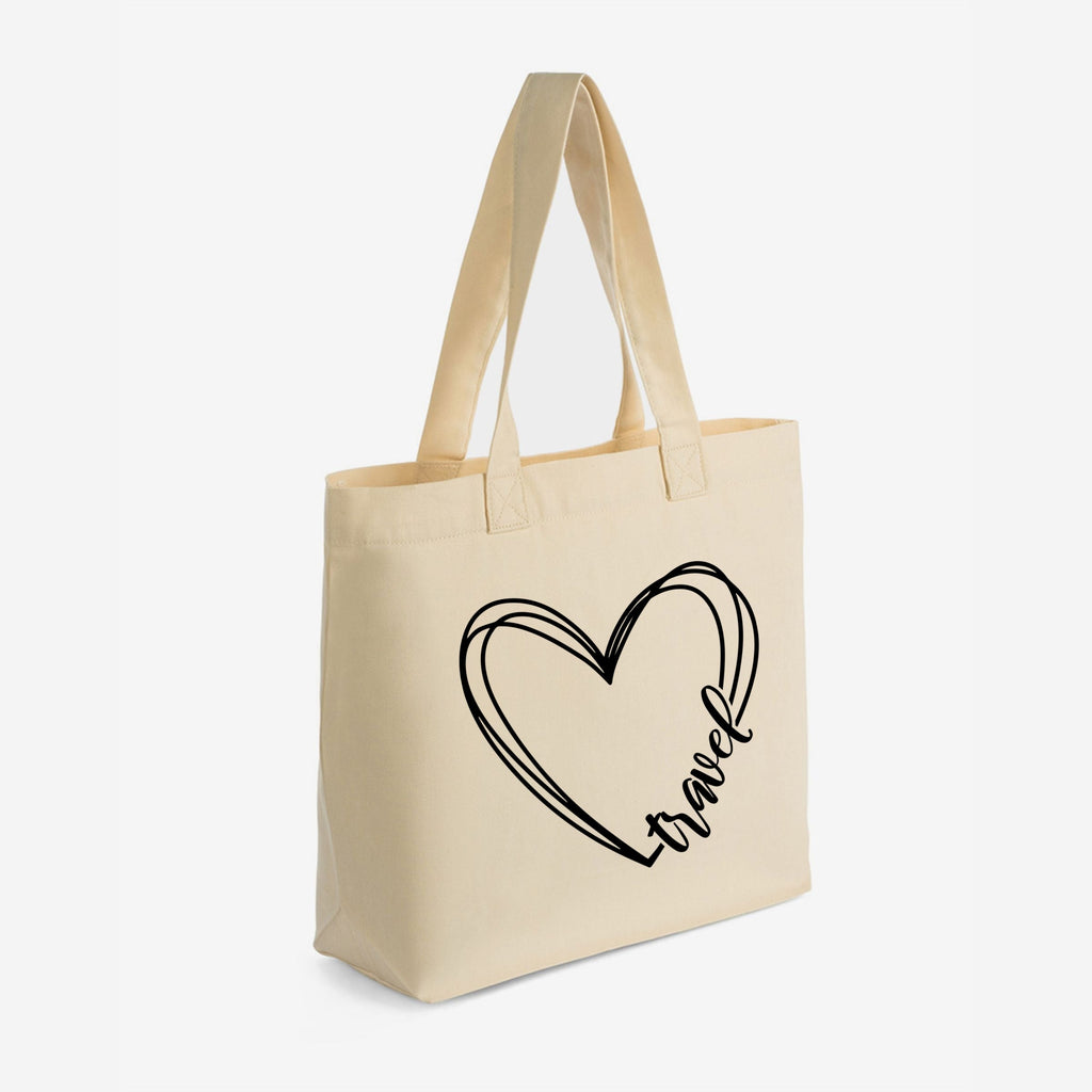 Travel Heart - Zippered Canvas Tote