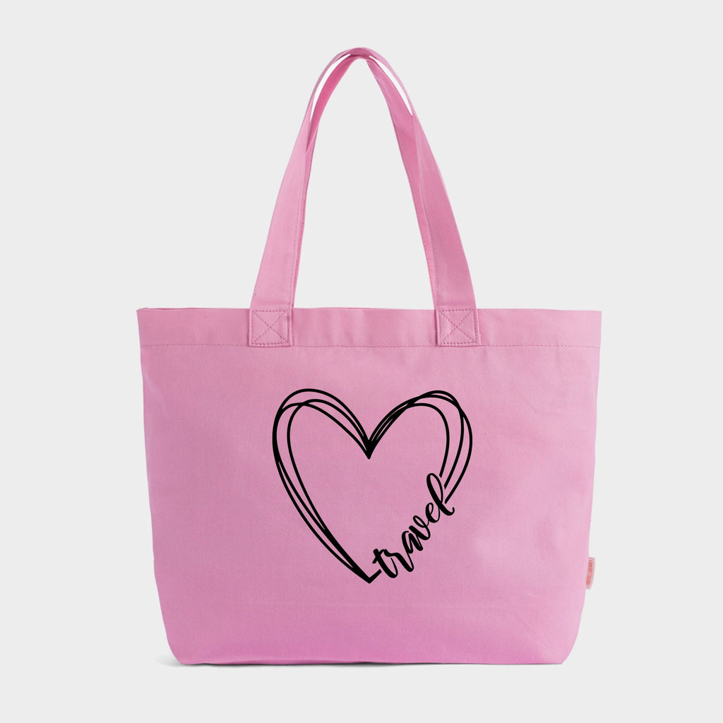 Travel Heart - Zippered Canvas Tote
