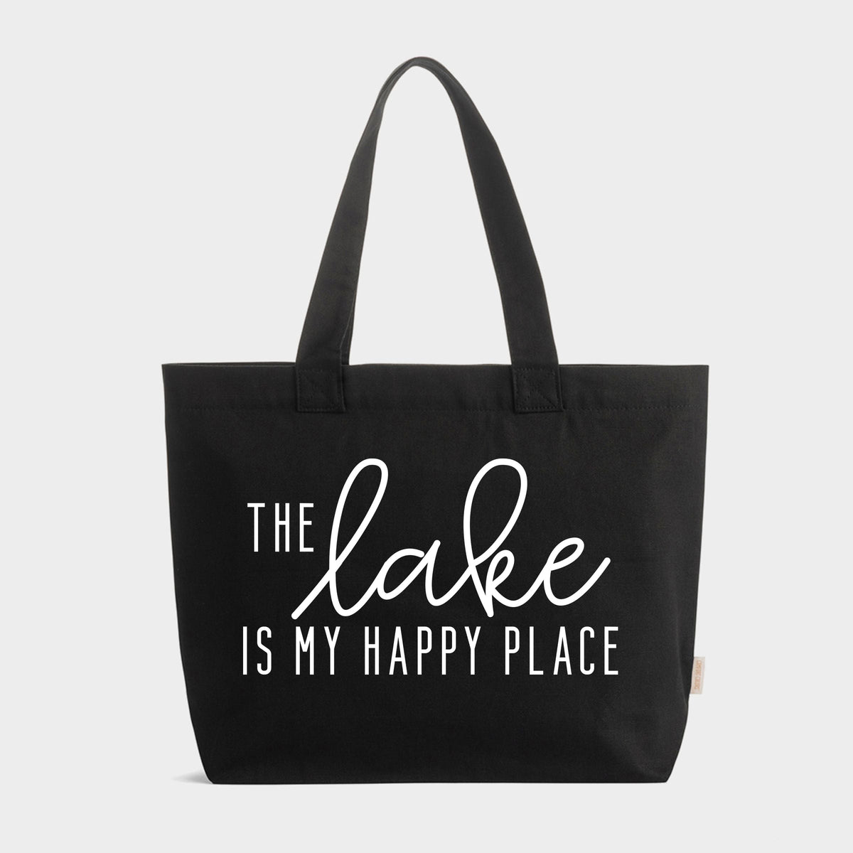 The Lake Is My Happy Place - Zippered Canvas Tote