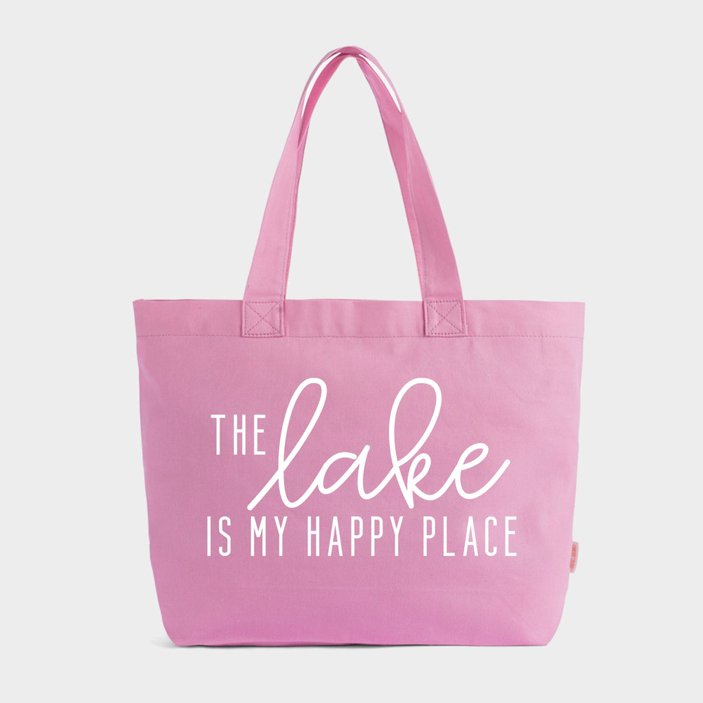 The Lake Is My Happy Place - Zippered Canvas Tote