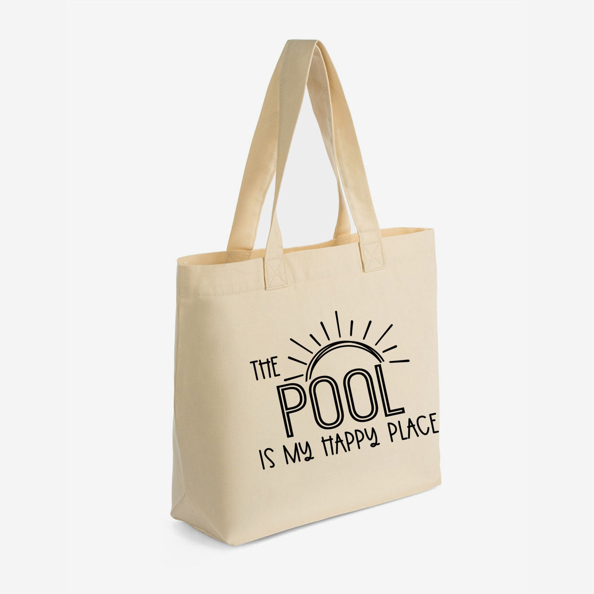 The Pool Is My Happy Place - Zippered Canvas Tote