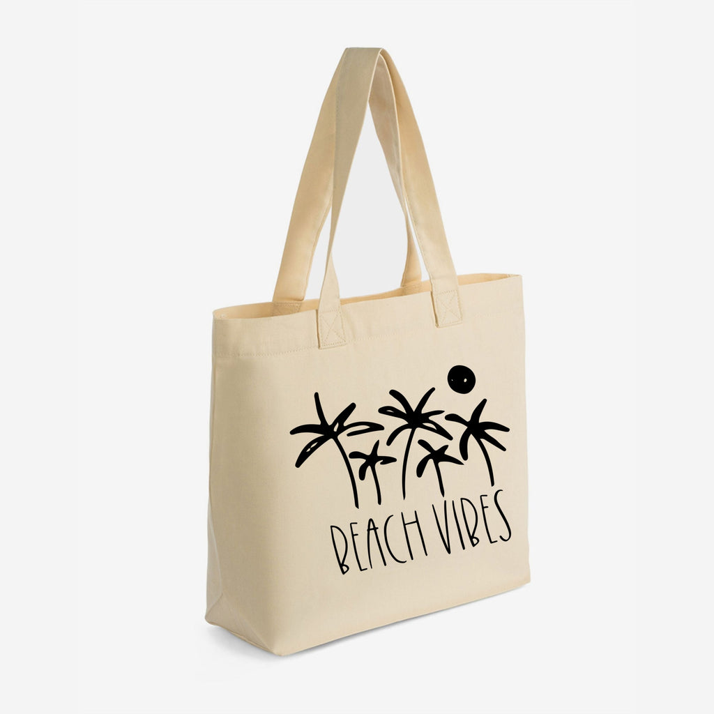 Beach Vibes Trees - Zippered Canvas Tote