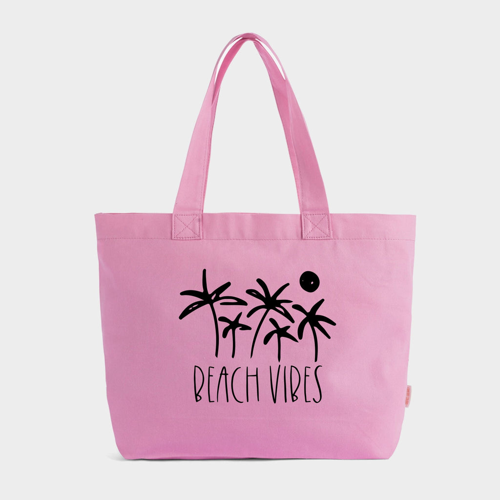 Beach Vibes Trees - Zippered Canvas Tote