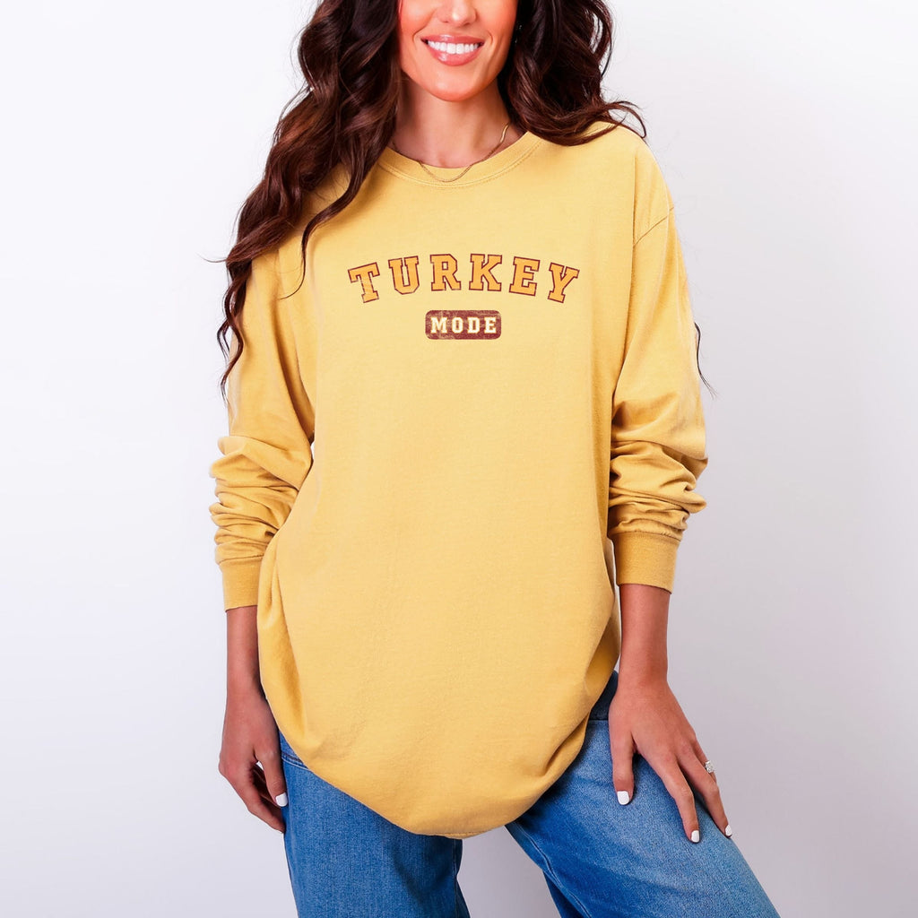 Turkey Mode - Women's Garment Dyed Long Sleeve Graphic product image 1
