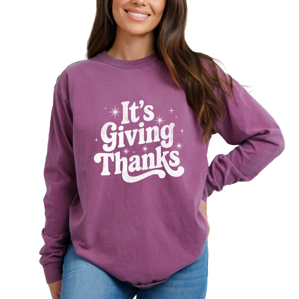 Its Giving Thanks - Women's Garment Dyed Long Sleeve product image 3