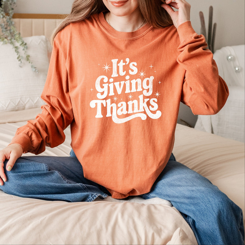 Its Giving Thanks - Women's Garment Dyed Long Sleeve product image 1