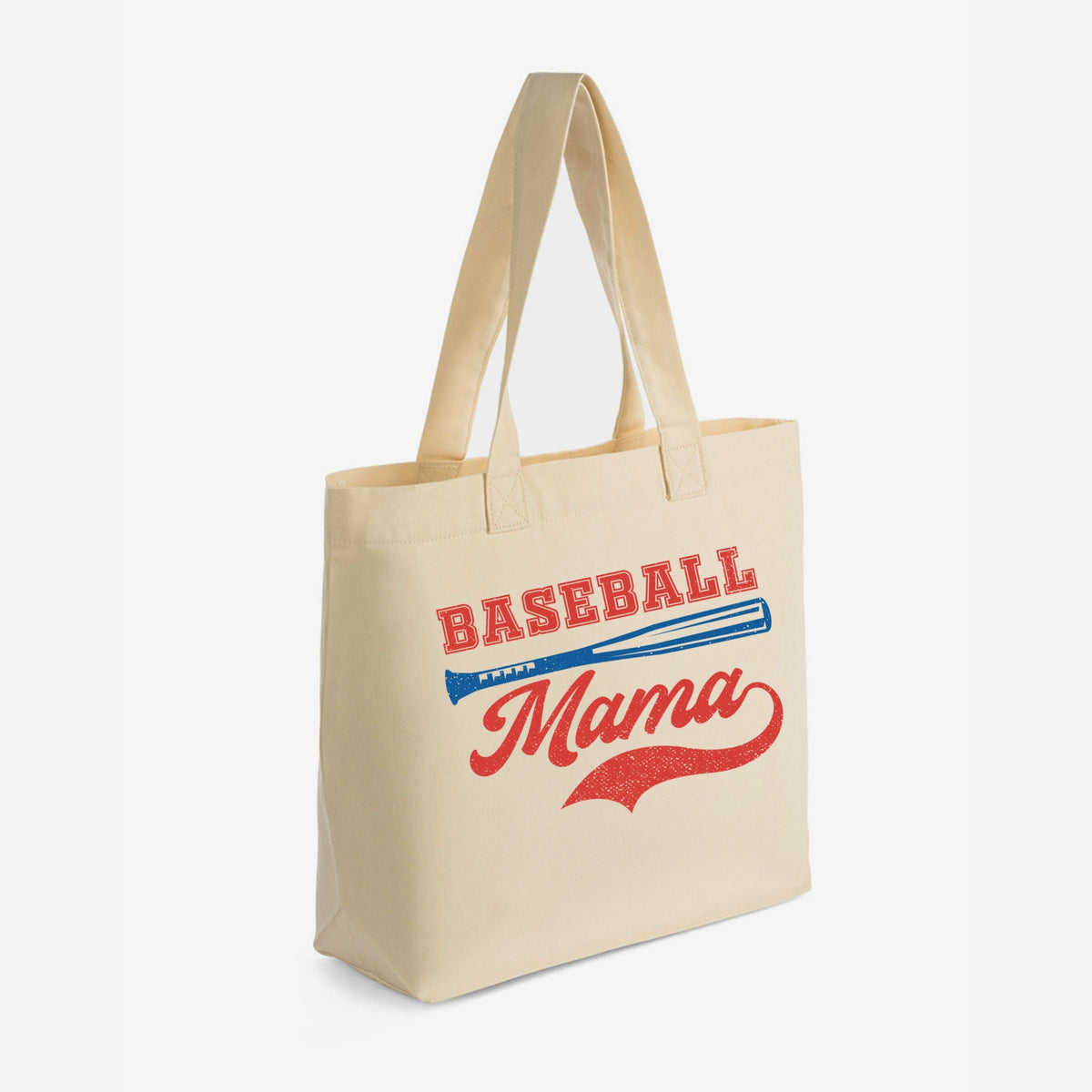 Baseball Mama Grunge - Zippered Canvas Tote