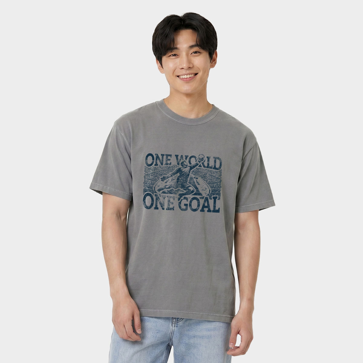 One World, Goal Soccer - Men's Garment Dyed Graphic T-Shirt product image 3