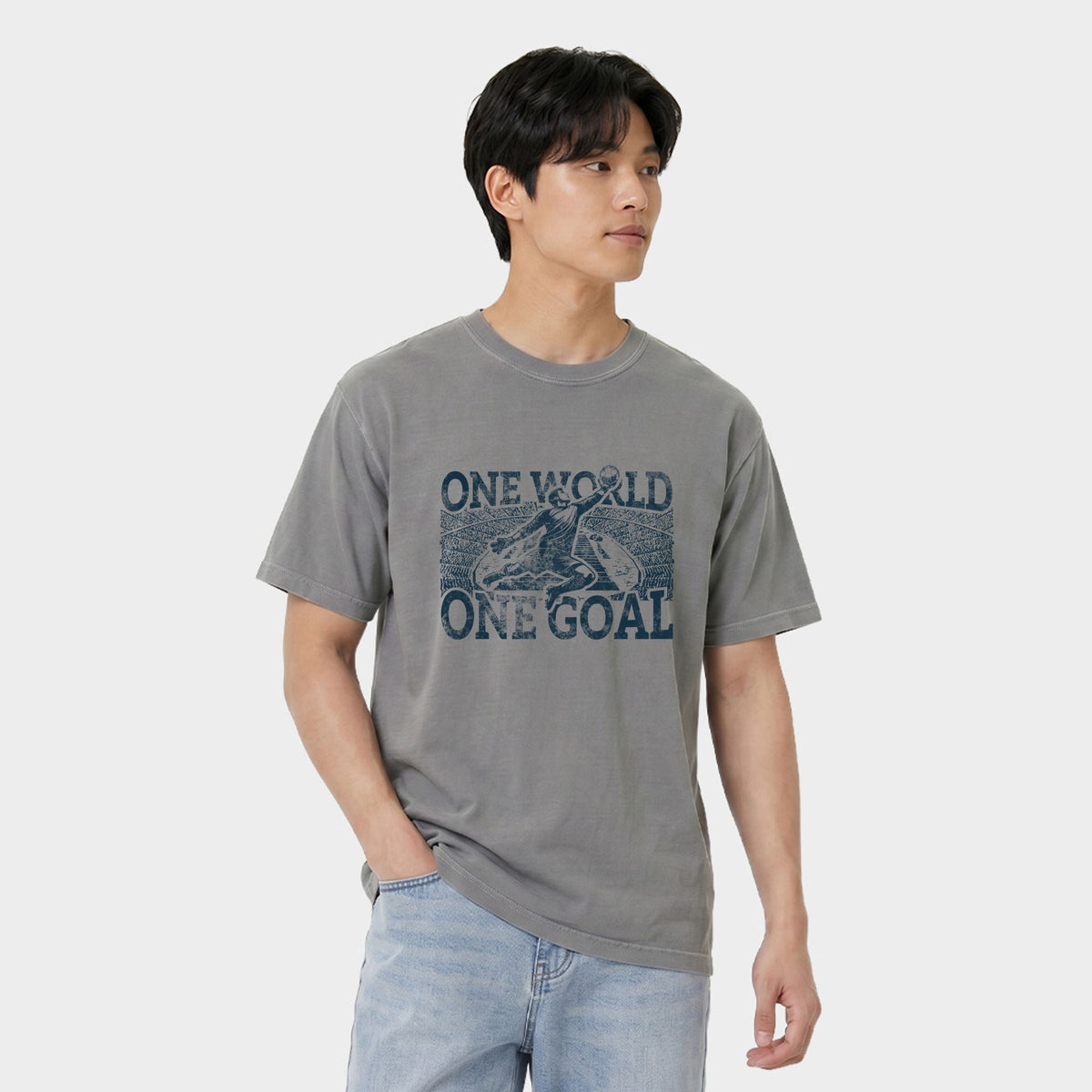 One World, Goal Soccer - Men's Garment Dyed Graphic T-Shirt product image 4