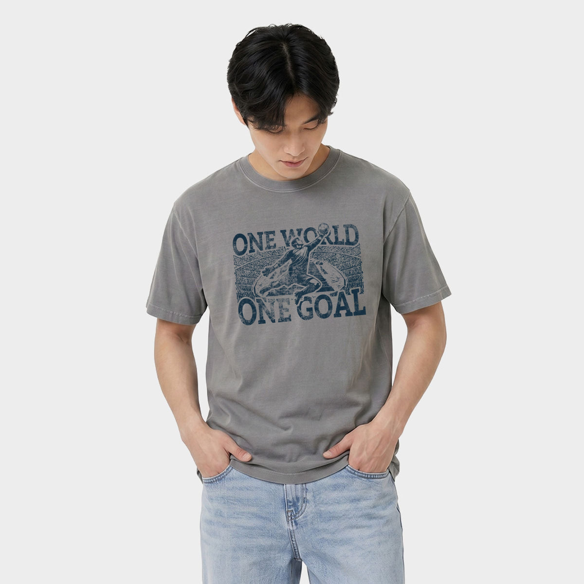 One World, Goal Soccer - Men's Garment Dyed Graphic T-Shirt product image 5