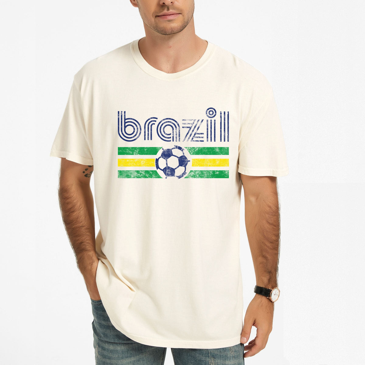 Brazil Soccer Flag - Men's Garment Dyed Graphic T-Shirt product image 4