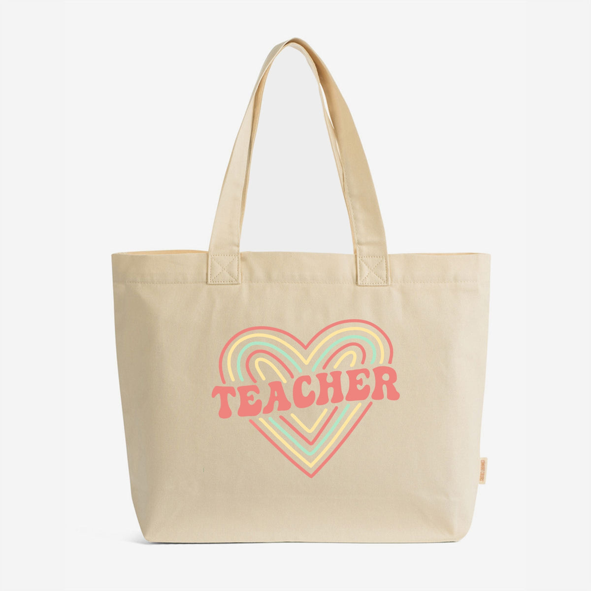 Colorful Heart Teacher - Zippered Canvas Tote