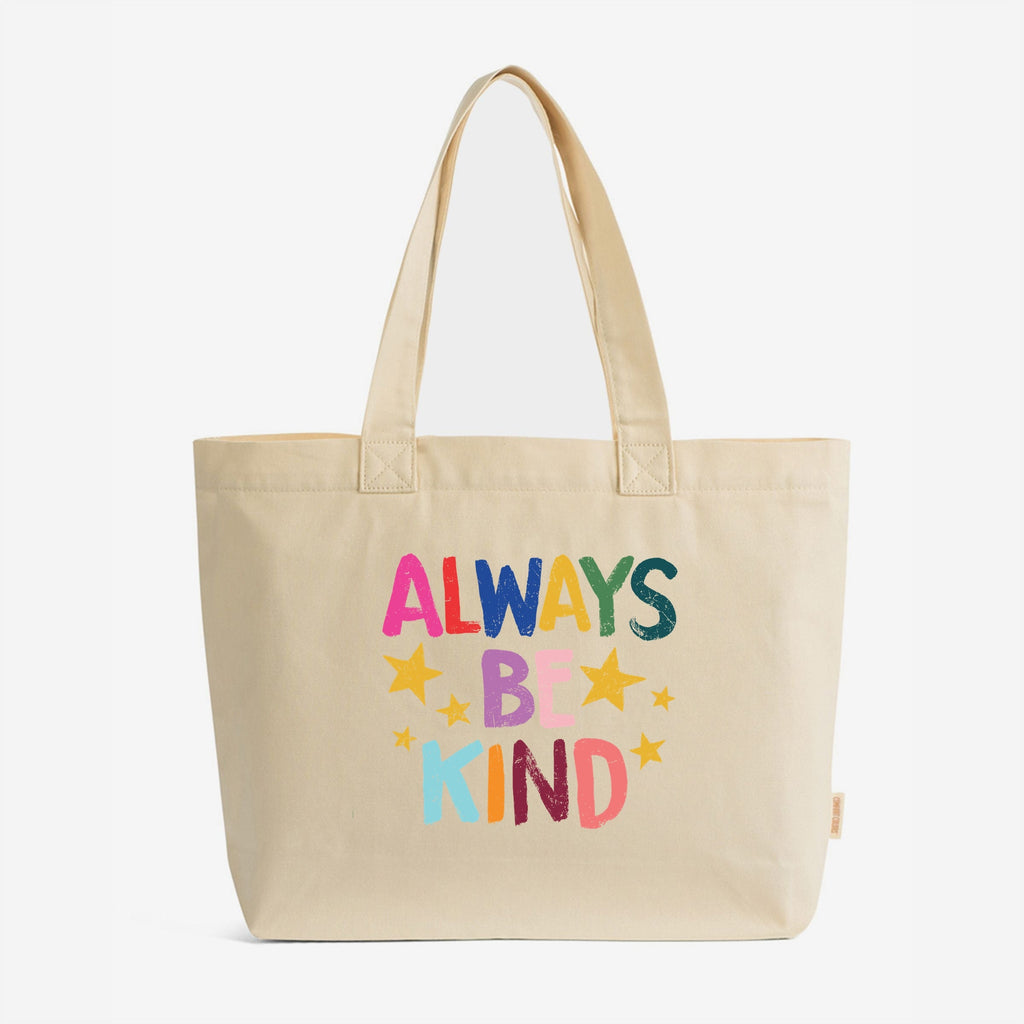 Always Be Kind Stars - Zippered Canvas Tote