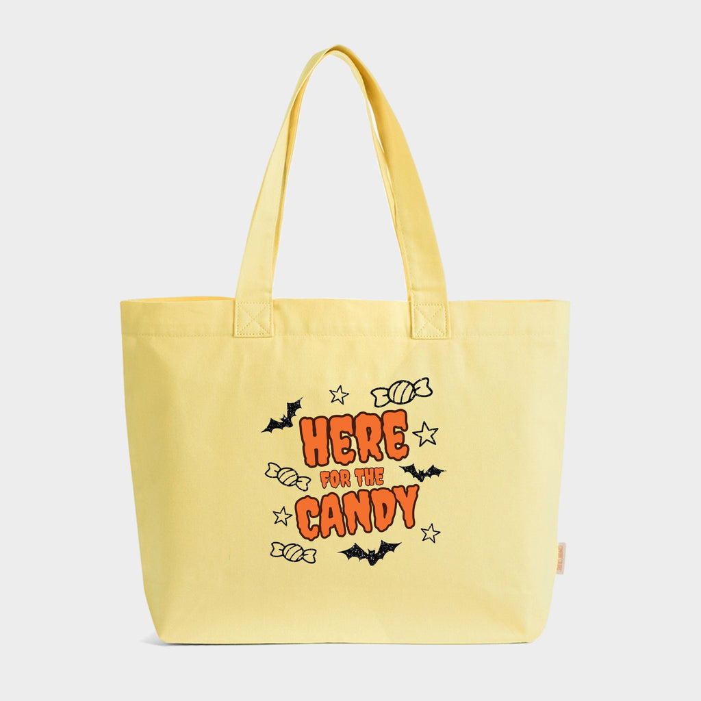 Here For The Candy Black Glitter  - Zippered Canvas Tote
