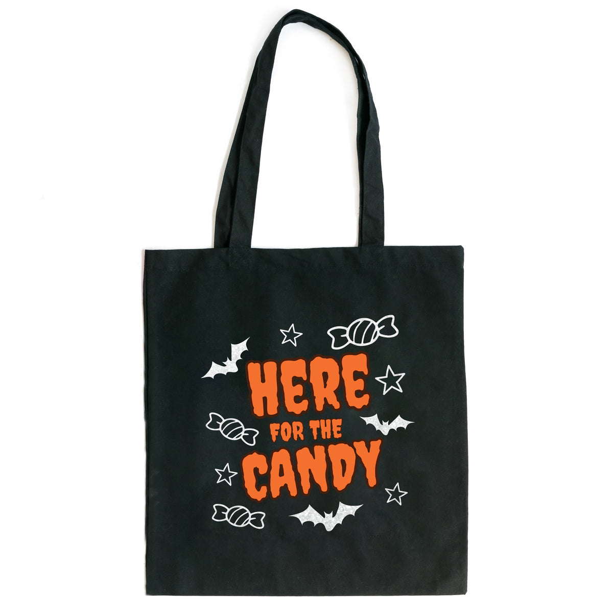 Here For The Candy White Glitter - Canvas Tote
