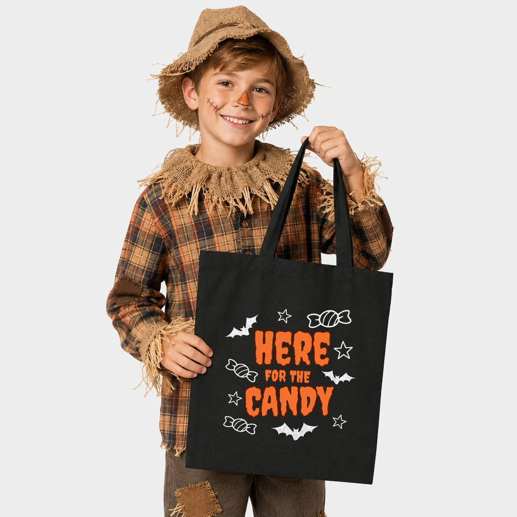 Here For The Candy White Glitter - Canvas Tote
