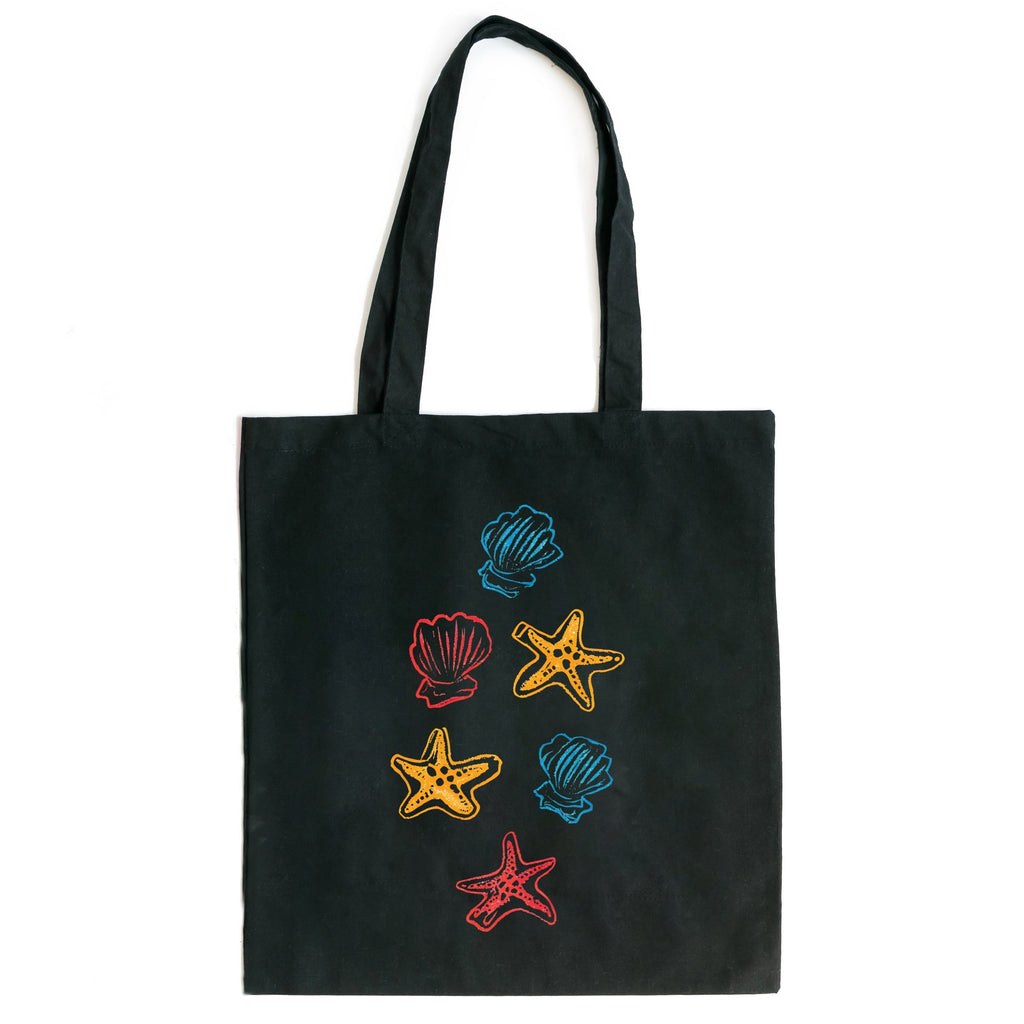 Colorful Shells and Starfish - Canvas Tote