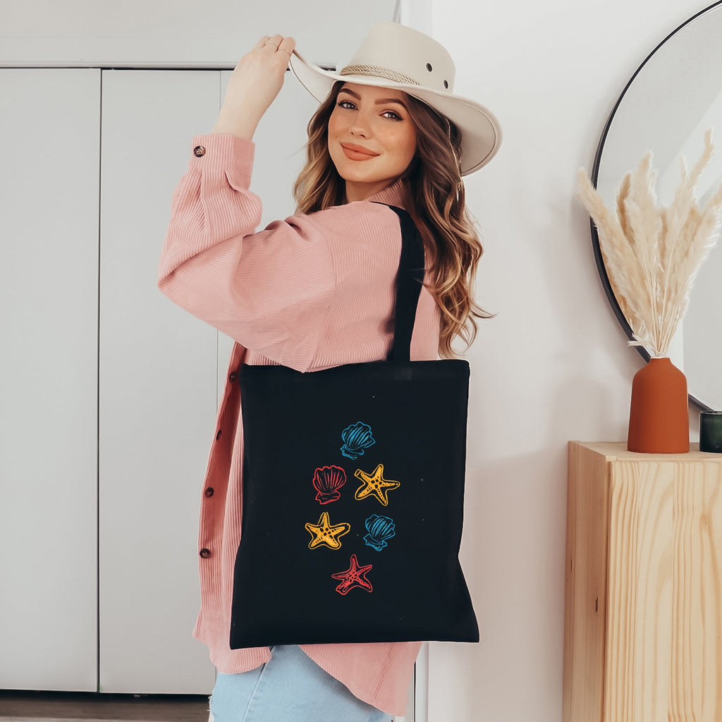Colorful Shells and Starfish - Canvas Tote