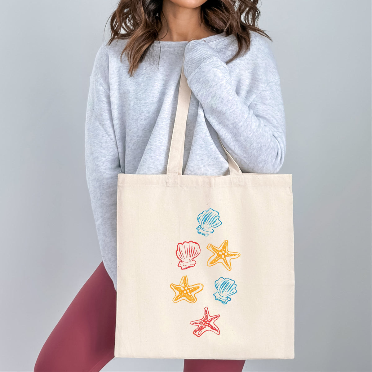 Colorful Shells and Starfish - Canvas Tote