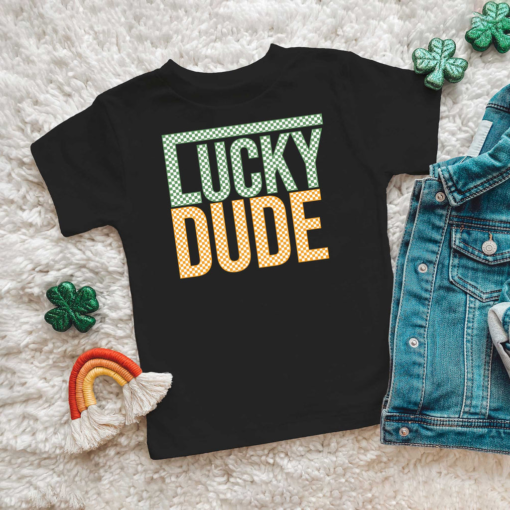 Block Checkered Lucky Dude | Youth Short Sleeve Crew Neck product image 1
