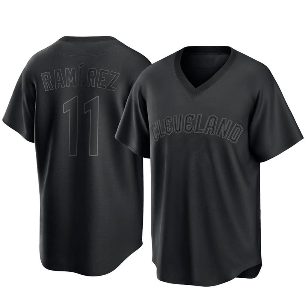 Vanessashop C.Guardians #11 Jose Ramirez Player Black T-shirt Home Game Stitched Jerseys