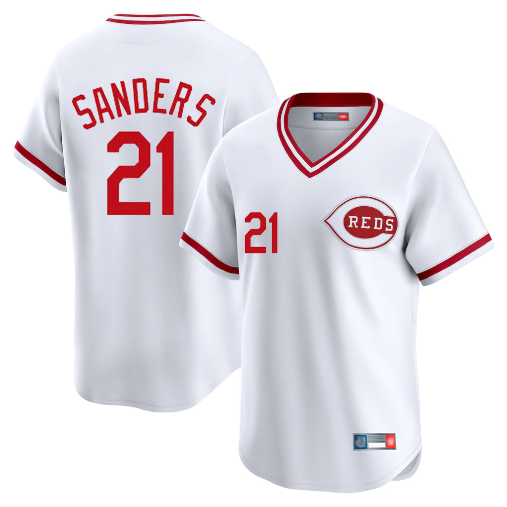 Vanessashop C.Reds #21 Hunter Greene Player White Cooperstown Collection Limited T-shirt Home Stitched Jerseys