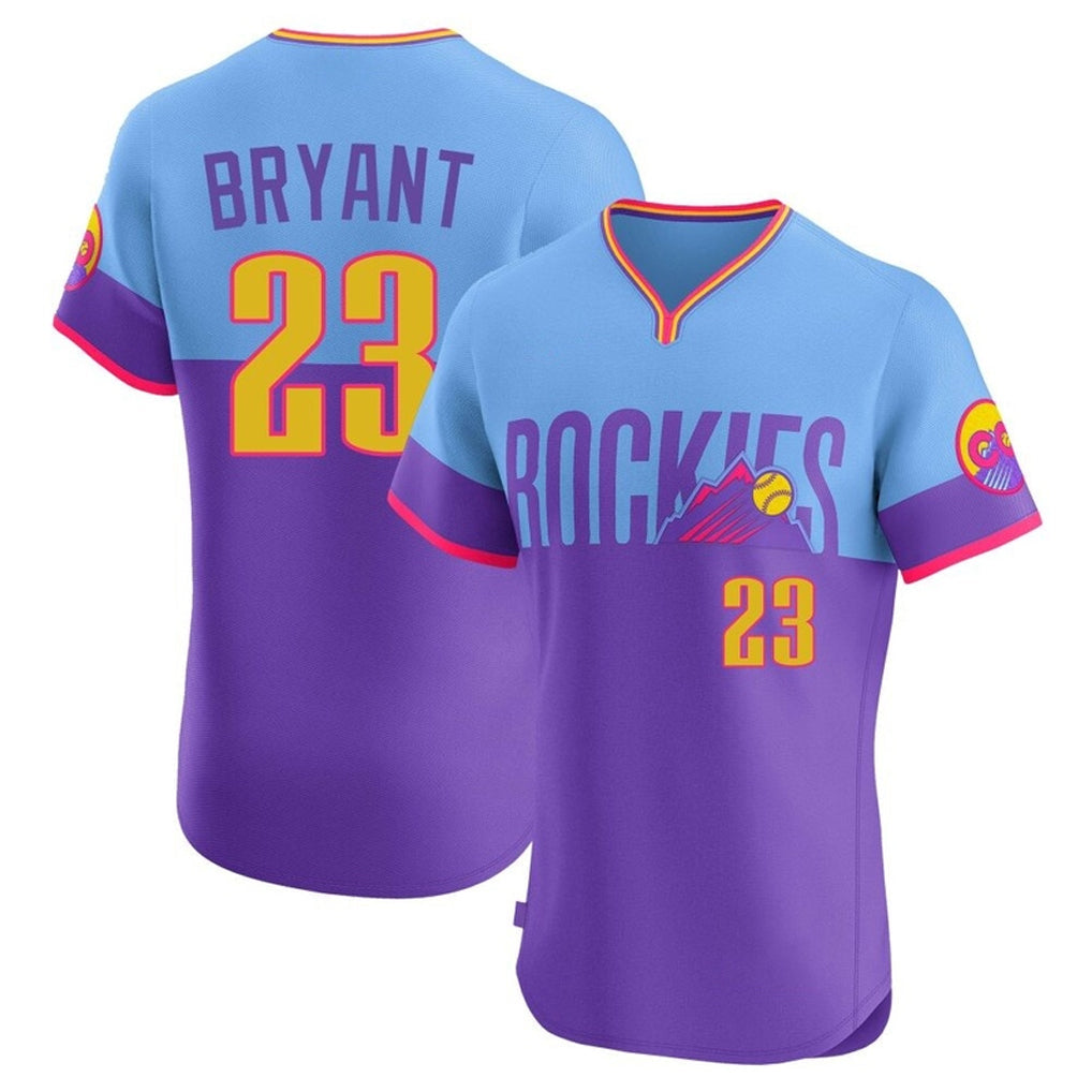 Vanessashop C.Rockies #23 Kris Bryant Player Purple-Light Blue City Connect Limited Elite Home T-shirt Stitched Jerseys