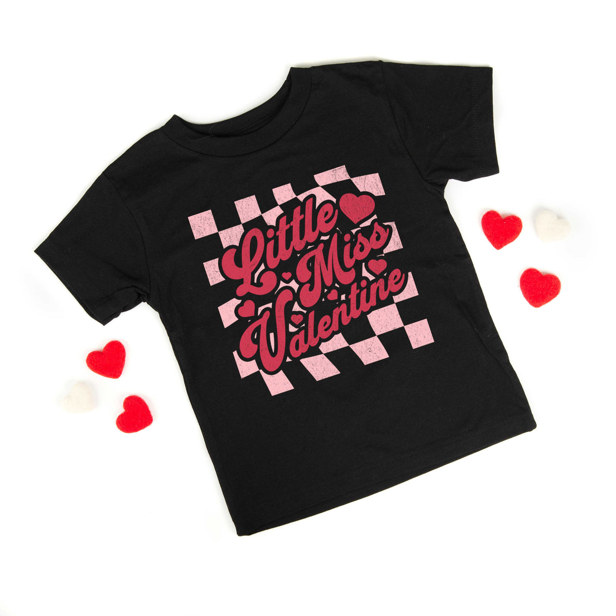 Checkered Little Miss Valentine | Toddler Graphic Short product image 2