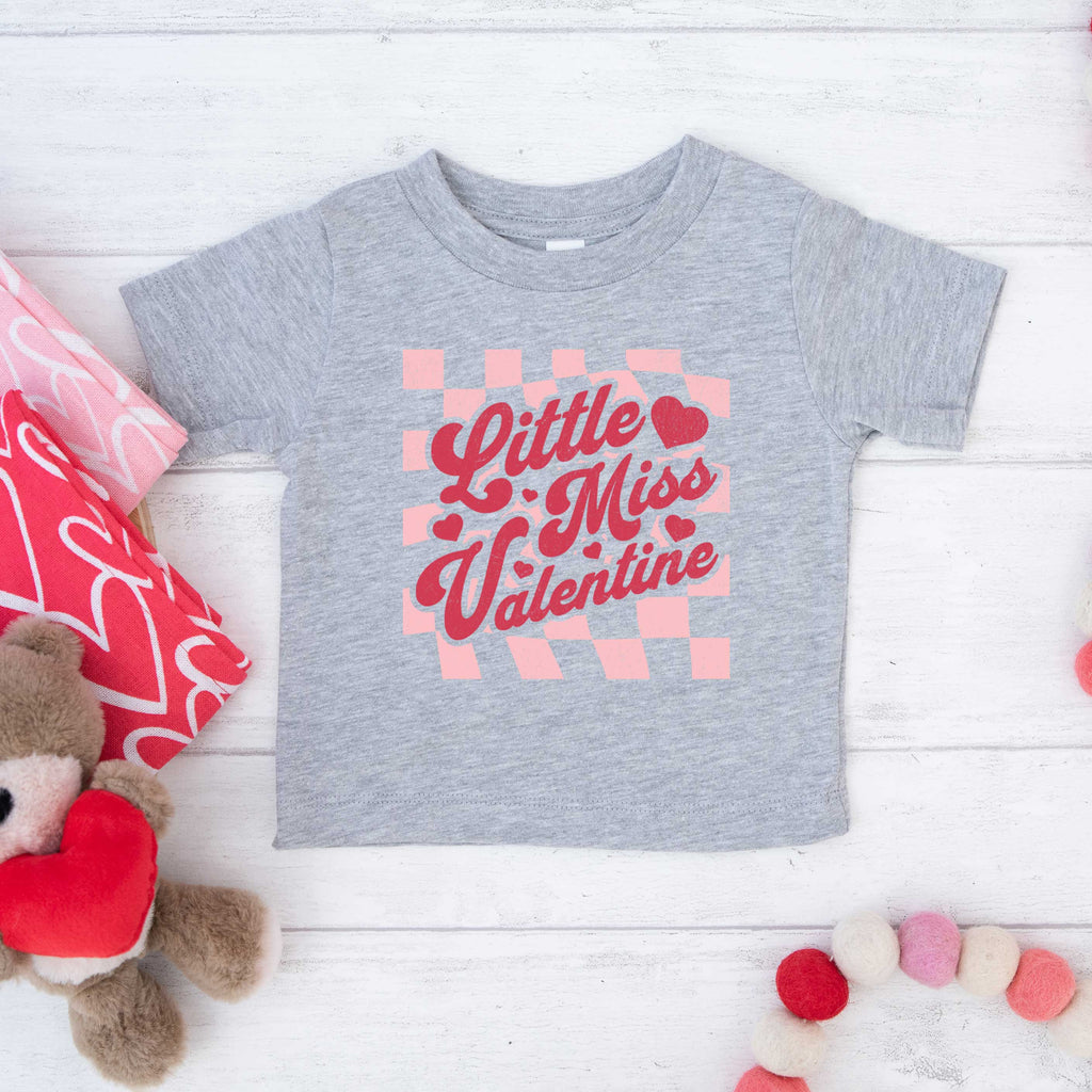 Checkered Little Miss Valentine | Toddler Graphic Short product image 3